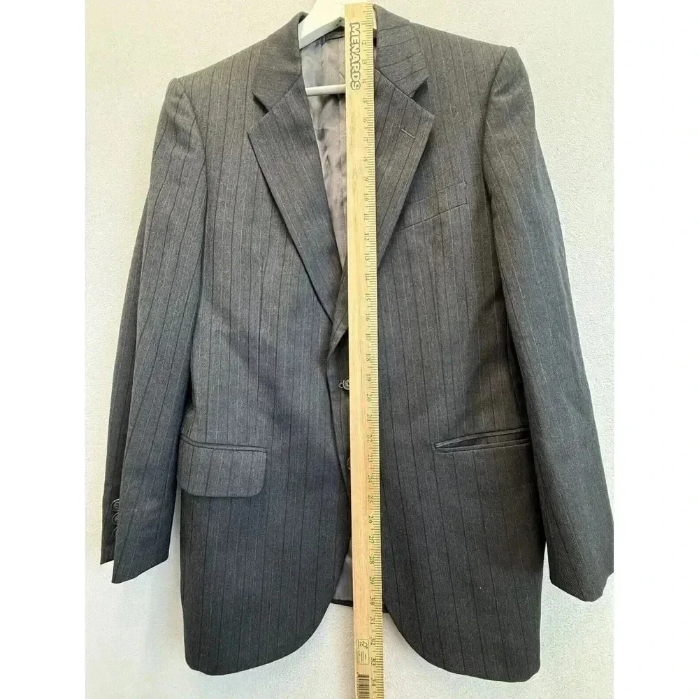 Vintage‎ Verticale Men's Sz 40R Black Pinstripe 100% Pure Wool Blazer